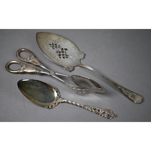 188 - Quantity of Norwegian .830 standard silver flatware, inc pastry slice, pair of sauce ladles, set of ... 