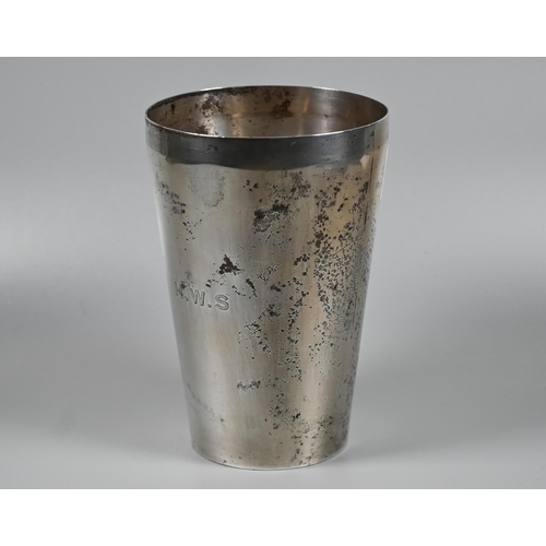 191 - Heavy quality silver tapering beaker, Ellis & Co, Birmingham 1920, 9oz, 13cm high