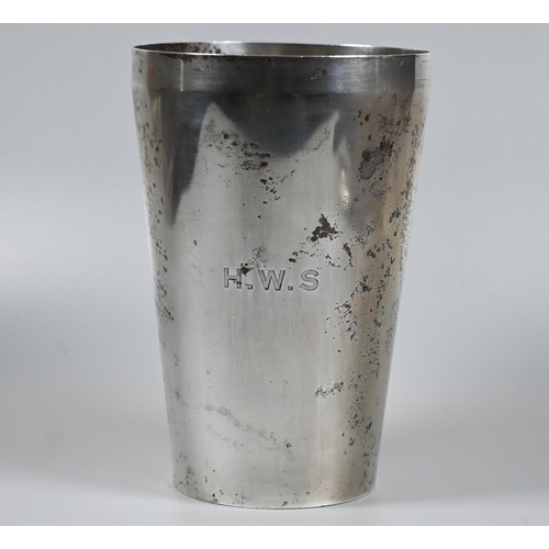 191 - Heavy quality silver tapering beaker, Ellis & Co, Birmingham 1920, 9oz, 13cm high