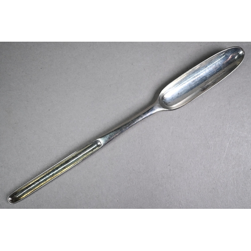 196 - George II silver marrow scoop (maker's mark rubbed), London 1750, 1.3oz, 21cm