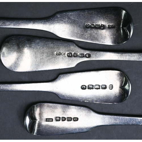 197 - Two Victorian silver fiddle pattern tablespoons, Exeter 1839/67, to/w a George IV example London 182... 