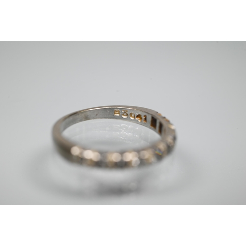 217 - An 18ct white gold half eternity ring set with ten small diamonds, size L, to/w a citrine-set ring s... 