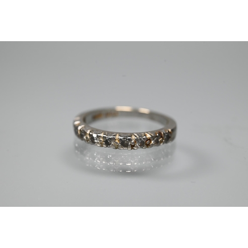 217 - An 18ct white gold half eternity ring set with ten small diamonds, size L, to/w a citrine-set ring s... 