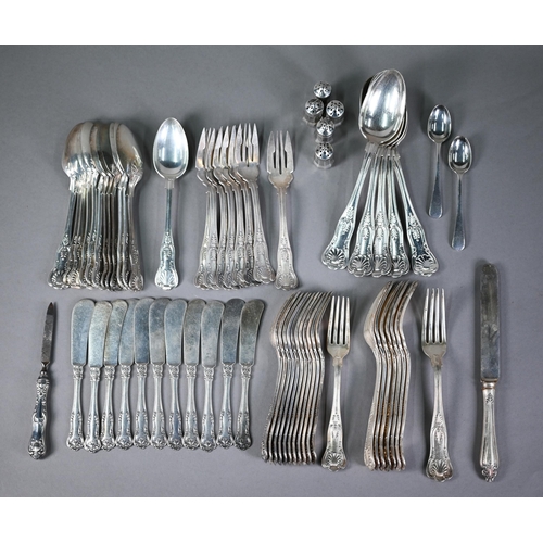 24 - Five US Sterling small peppers, to/w a selection of US electroplated Kings pattern flatware by Gorha... 