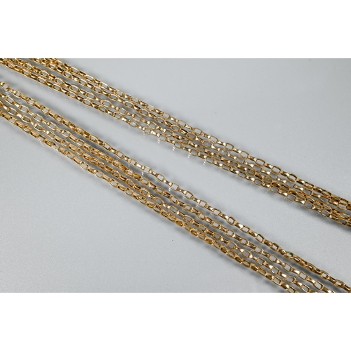 278 - An unmarked yellow metal double guard chain, 52 cm long, 23.5g