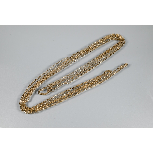 278 - An unmarked yellow metal double guard chain, 52 cm long, 23.5g