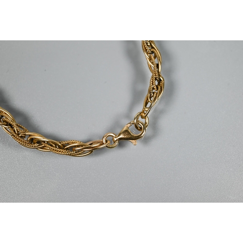 283 - A 9ct yellow gold rope twist necklace, 40 cm long (open), approx 20.3g