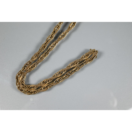 283 - A 9ct yellow gold rope twist necklace, 40 cm long (open), approx 20.3g