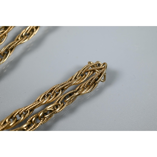 283 - A 9ct yellow gold rope twist necklace, 40 cm long (open), approx 20.3g