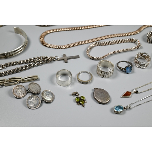 287 - Collection of mainly contemporary silver and white metal jewellery including bangles, rings, bracele... 