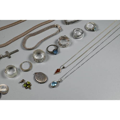 287 - Collection of mainly contemporary silver and white metal jewellery including bangles, rings, bracele... 