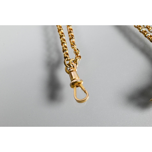 303 - A Victorian 9ct yellow gold double row short Albert, the double belcher chain with swivel to end, su... 