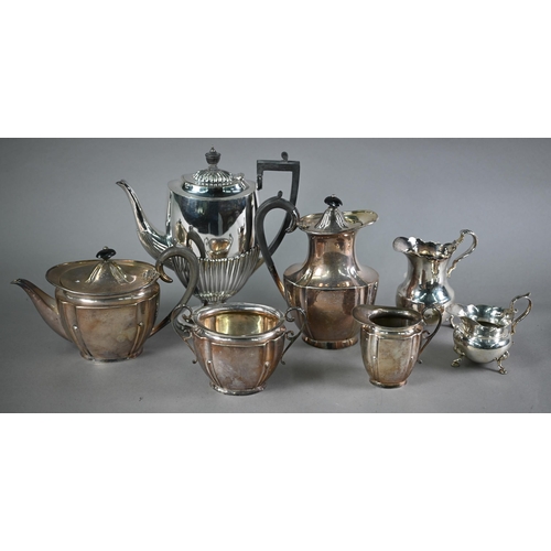 33 - Epns four-piece tea service, to/w a half-reeded coffee pot, toastracks, flatware and other table-war... 