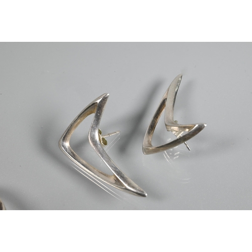 368 - Just Andersen - A Danish silver brooch formed of two conjoined stylised triangles, number 717, stamp... 