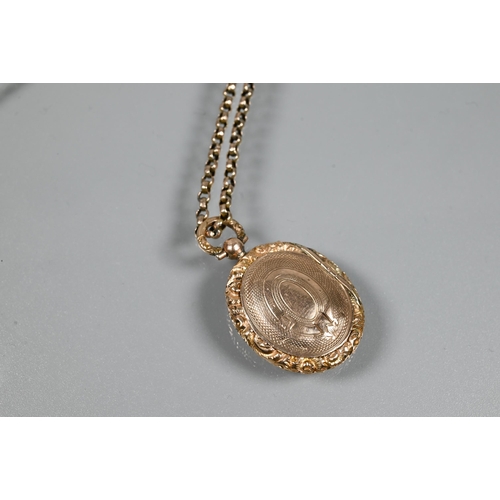 376 - A 9ct rose gold belcher chain, 21 cm long (closed) c/w oval double locket approx 11.7g all in (2)