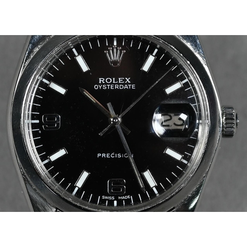 385 - WITHDRAWN A gentleman's stainless steel Rolex Oysterdate Precision wristwatch with black dial, model... 