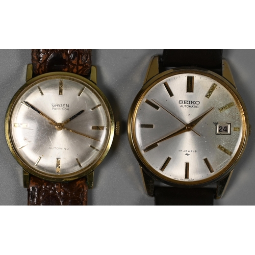 387A - Two gentleman's gilt metal wristwatch - Gruen Precision Autowind and Seiko Automatic with 17-jewel m... 