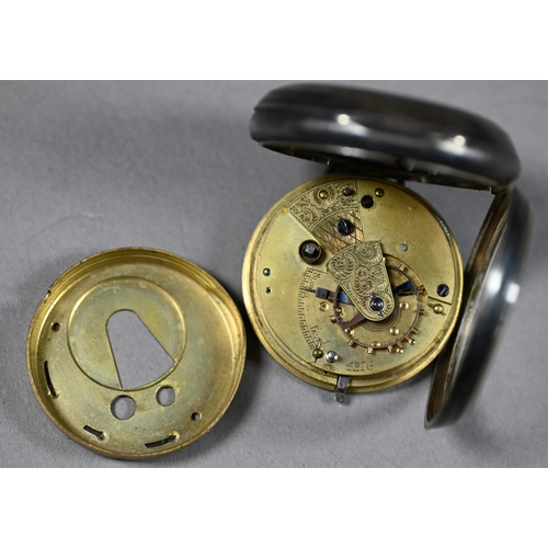 390 - A 9ct fob watch with top-wind Swiss movement, and engraved gilt dial 30mm diam overall, to/w a Victo... 