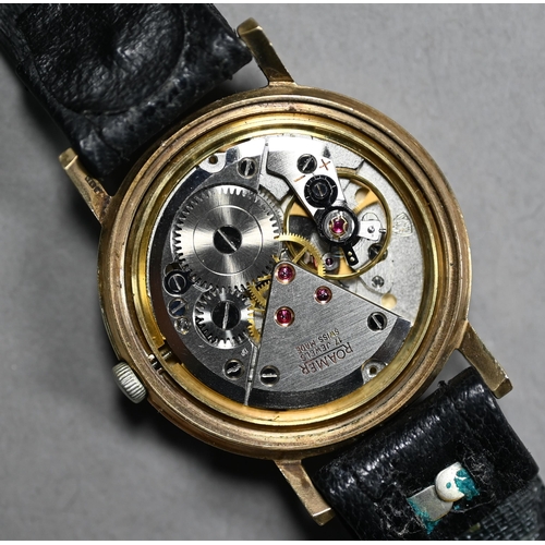 398 - A gentleman's Roamer Premier 9ct gold wristwatch with 17-jewel Incabloc automatic movement, in Denni... 