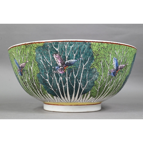 404 - A large 19th century Chinese famille rose punch bowl, late Qing dynasty, the interior painted with l... 