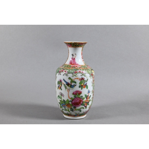 418 - A 19th century Chinese Canton famille rose jug painted in polychrome enamels with birds, butterflies... 