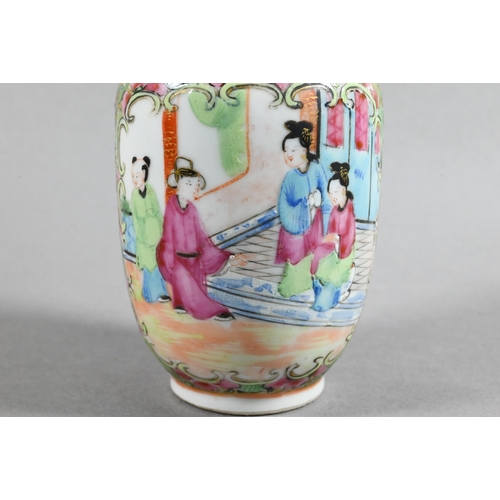 418 - A 19th century Chinese Canton famille rose jug painted in polychrome enamels with birds, butterflies... 