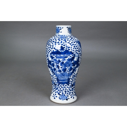 427 - A pair of late 19th century Chinese blue and white Nanjing export baluster vases, Qing dynasty, pain... 