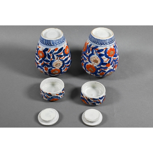 429 - A pair of 19th century Japanese Imari ovoid caddy's with insert covers and domed outer covers, paint... 