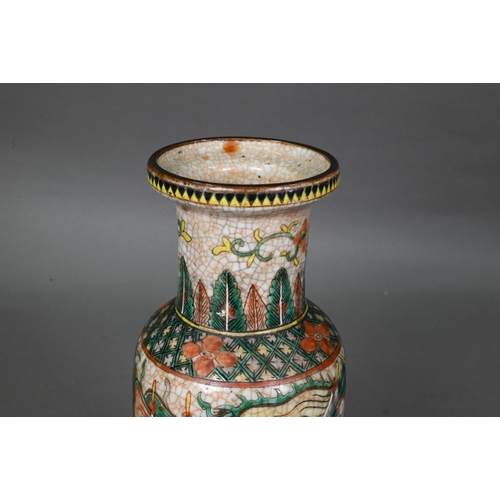 432 - A late 19th or early 20th century Chinese famille rose rouleau vase, painted in polychrome enamels w... 