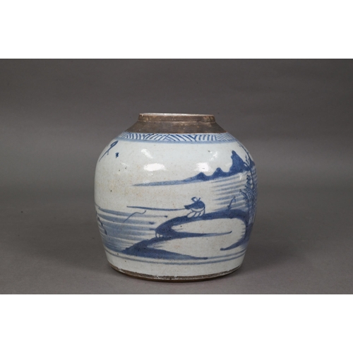 433 - A 19th century Chinese provincial blue and white ginger jar freely painted in underglaze blue with a... 