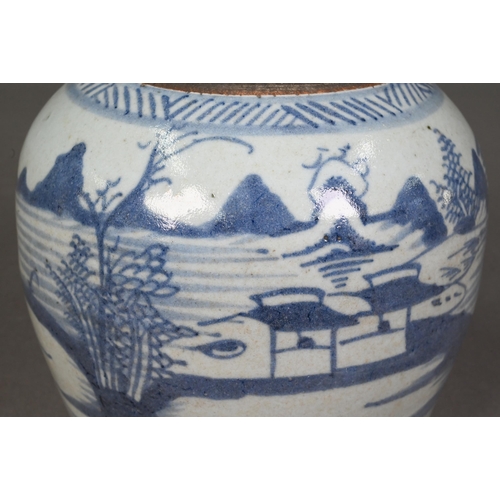 433 - A 19th century Chinese provincial blue and white ginger jar freely painted in underglaze blue with a... 