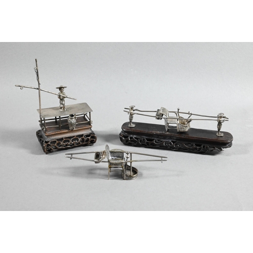 469 - A small collection of late 19th or early 20th century Chinese export novelty silver miniatures inclu... 