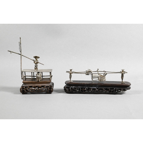 469 - A small collection of late 19th or early 20th century Chinese export novelty silver miniatures inclu... 