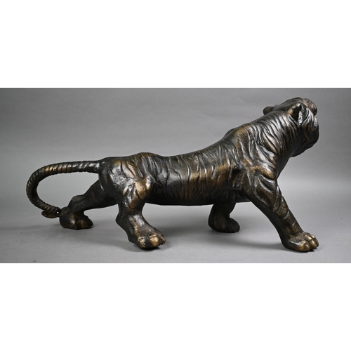 477 - A large 20th century bronze figure of a fierce prowling tiger in the Japanese manner, unsigned, 45 c... 