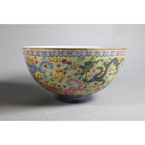 487 - Two 20th century Chinese egg-shell porcelain bowls painted interiors with phoenix and feather-scroll... 