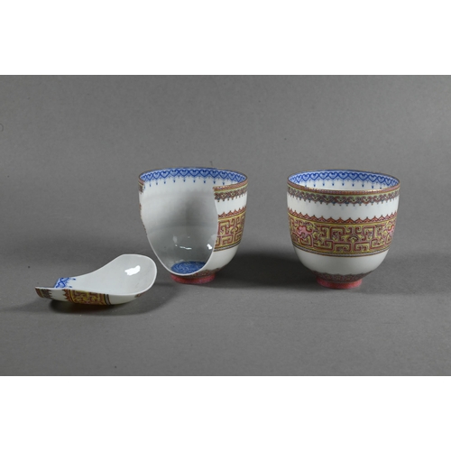 487 - Two 20th century Chinese egg-shell porcelain bowls painted interiors with phoenix and feather-scroll... 