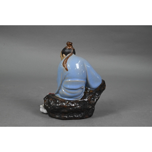 489 - Four 20th century Chinese Shiwan lead-glazed mudmen figures, signed 'Wan Jiang' and three other simi... 