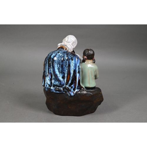 489 - Four 20th century Chinese Shiwan lead-glazed mudmen figures, signed 'Wan Jiang' and three other simi... 