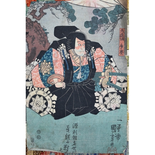 501 - Five unframed and unmounted 19th century Japanese ukiyo-e woodblock prints, Oban Tate-e, all approx.... 