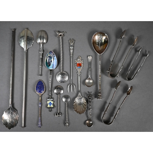 59 - Small quantity of silver flatware inc cased seal-top preserve spoon, 2.7oz, to/w various Continental... 