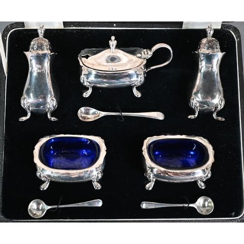 81 - Cased five-piece condiment set with spoons, William Suckling Ltd, Birmingham Jubilee marked 1934, 6.... 