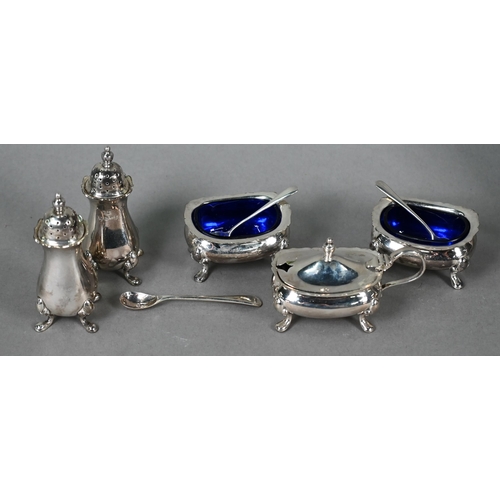 81 - Cased five-piece condiment set with spoons, William Suckling Ltd, Birmingham Jubilee marked 1934, 6.... 