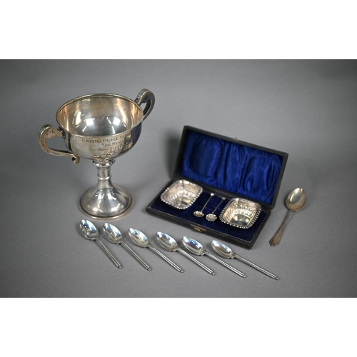 97 - Silver trophy cup with twin handles - Crystal Palace Motorcycle Racing Club - The Newmarket Cup 1928... 