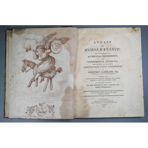 1004 - Gambado, Geoffrey - Annals of Horsemanship, with engravings by Bunbury & others, London: W Bayne... 