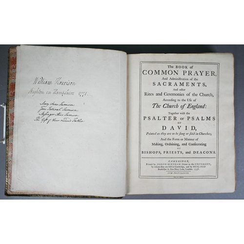 1008 - Holy Bible, notes by Rev Alexander Fortescu[sic], Rector of Stretton, Winchester 1774, gilt dec full... 