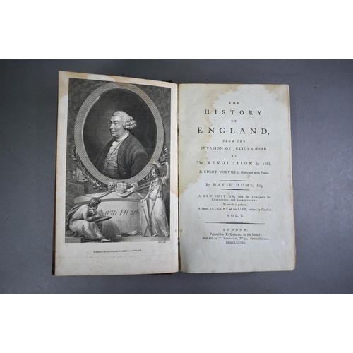 1012 - Hume, David - The History of England, 8 vols, London: T Cadell 1789, full calf 4to (vol 3 disbound)