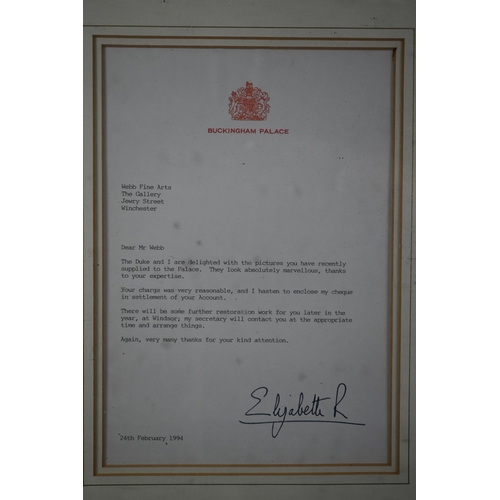 1016 - WITHDRAWN HM Queen Elizabeth II - signed letter on Buckingham Palace stationery, thanking Webb Fine ... 