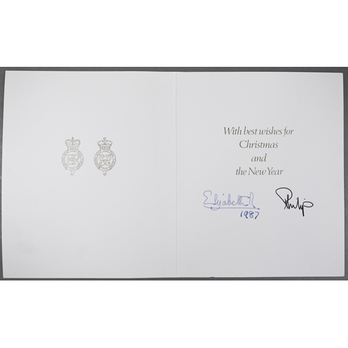 1095 - HM Queen Elizabeth II and HRH the Duke of Edinburgh Christmas card with printed photographic front a... 