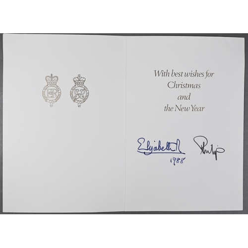 1096 - HM Queen Elizabeth II and HRH the Duke of Edinburgh Christmas card with printed photographic front a... 