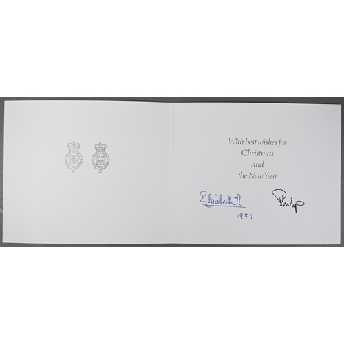 1097 - HM Queen Elizabeth II and HRH the Duke of Edinburgh Christmas card with printed photographic front a... 